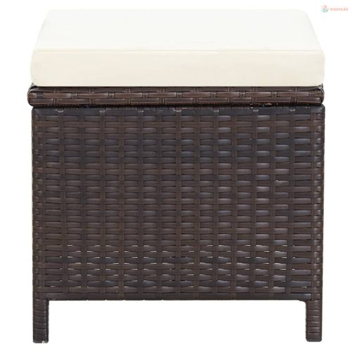 4 részes barna kerti polyrattan szék- és zsámolyszett