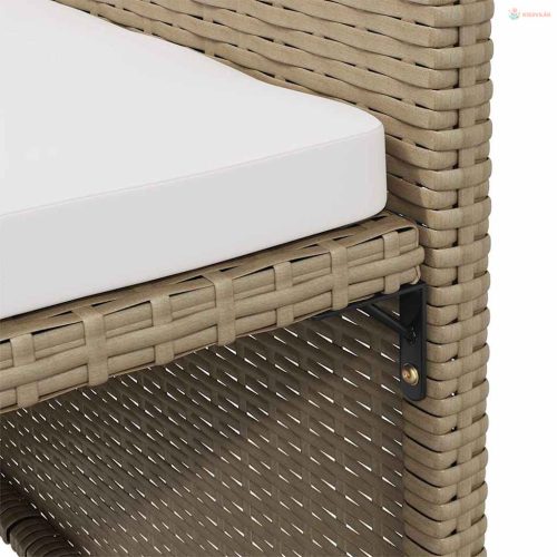 2 db bézs polyrattan kerti szék lábtartókkal