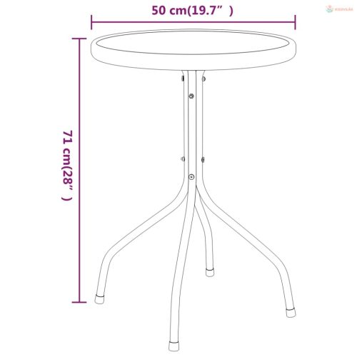 Antracitszürke acél kerti asztal Ø50 x 71 cm