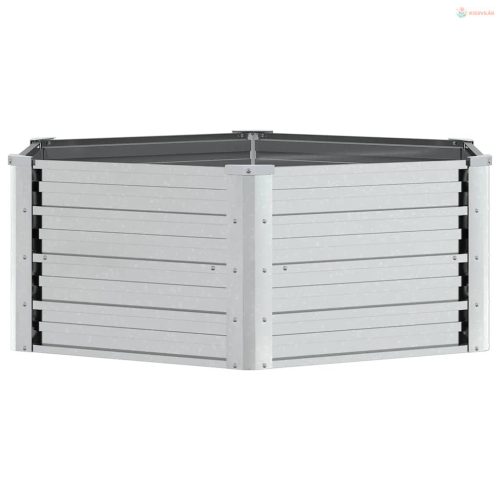 Ezüstszínű horganyzott acél kerti magaságyás 129 x 45 cm