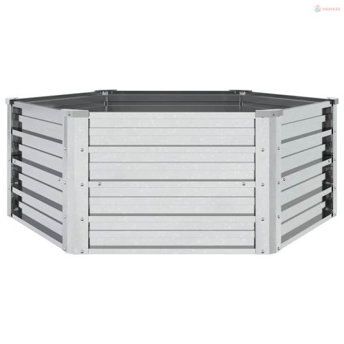 Ezüstszínű horganyzott acél kerti magaságyás 129 x 45 cm