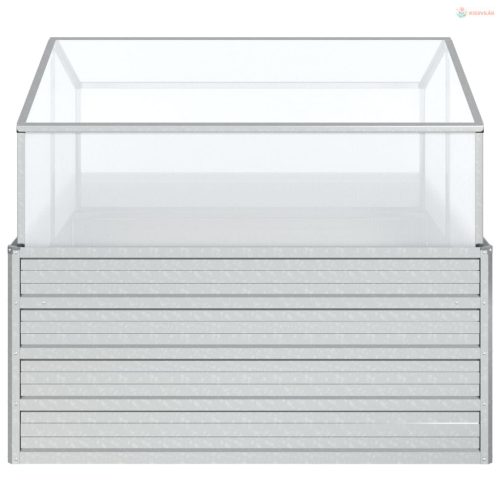 Ezüstszínű kerti magaságyás melegházzal 100 x 100 x 85 cm