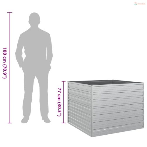 Ezüstszínű horganyzott acél kerti magaságyás 100 x 100 x 77 cm