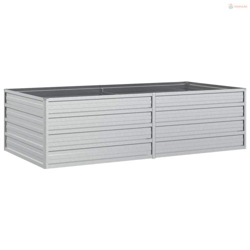 Ezüstszínű horganyzott acél kerti magaságyás 160 x 80 x 45 cm