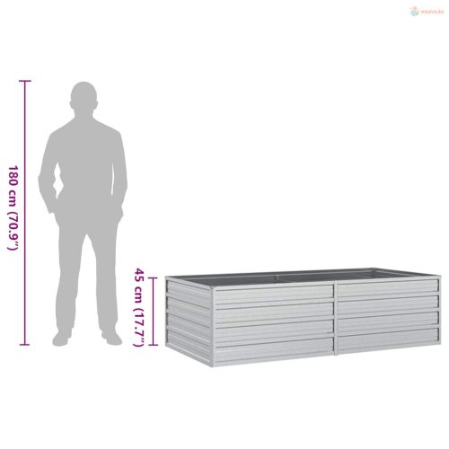 Ezüstszínű horganyzott acél kerti magaságyás 160 x 80 x 45 cm