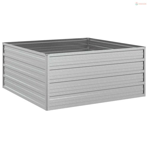 Ezüstszínű horganyzott acél kerti magaságyás 100 x 100 x 45 cm