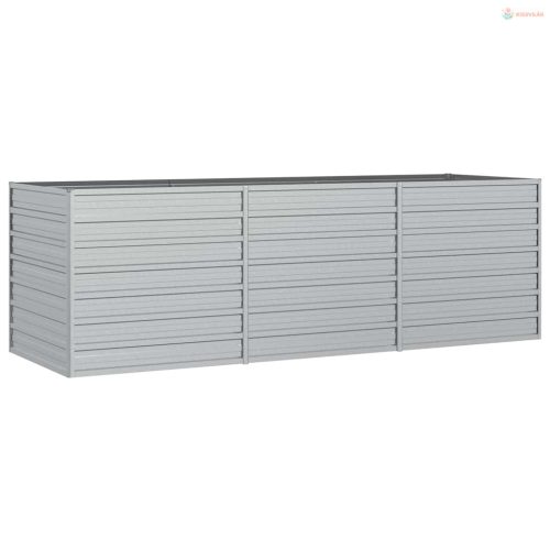 Ezüstszínű horganyzott acél kerti magaságyás 240 x 80 x 77 cm