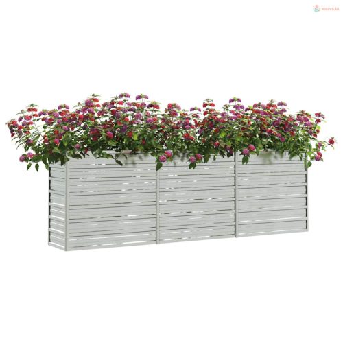 Ezüstszínű horganyzott acél kerti magaságyás 240 x 40 x 77 cm