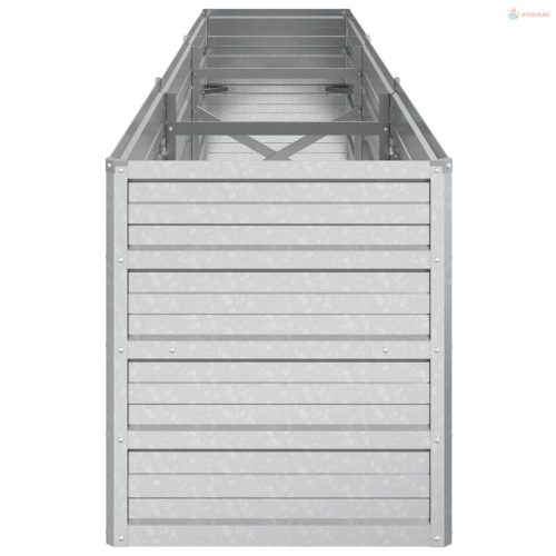 Ezüstszínű horganyzott acél kerti magaságyás 240 x 40 x 45 cm