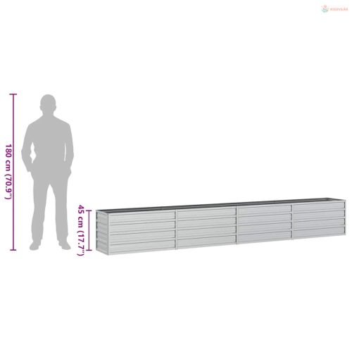 Ezüstszínű horganyzott acél kerti magaságyás 320 x 40 x 45 cm