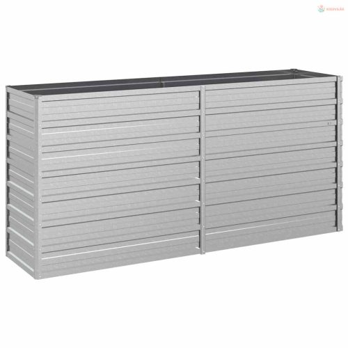 Ezüstszínű horganyzott acél kerti magaságyás 160 x 40 x 77 cm