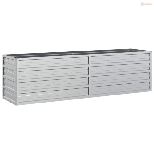 Ezüstszínű horganyzott acél kerti magaságyás 160 x 40 x 45 cm