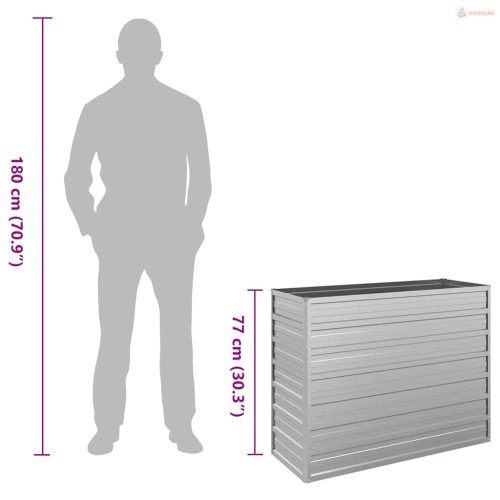 Ezüstszínű horganyzott acél kerti magaságyás 100 x 40 x 77 cm