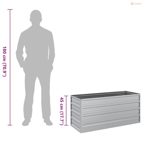 Ezüstszínű horganyzott acél kerti magaságyás 100 x 40 x 45 cm