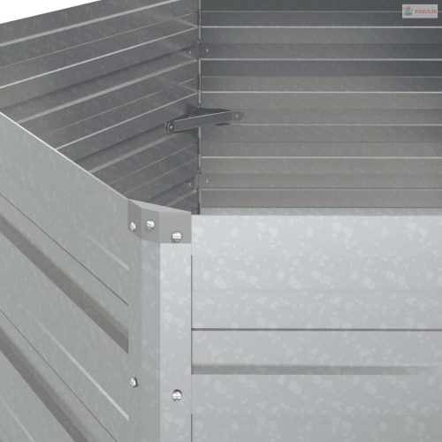 Ezüstszínű horganyzott acél kerti magaságyás 129 x 77 cm