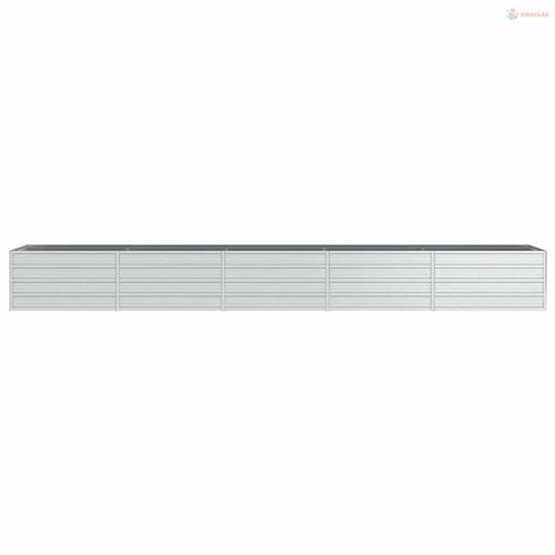 Ezüstszínű horganyzott acél kerti magaságyás 400 x 80 x 45 cm