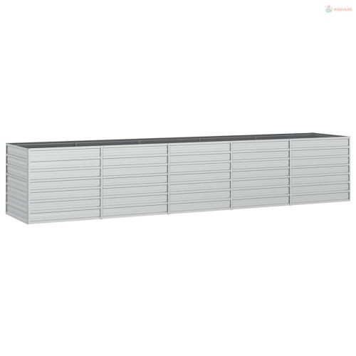 Ezüstszínű horganyzott acél kerti magaságyás 400 x 80 x 77 cm