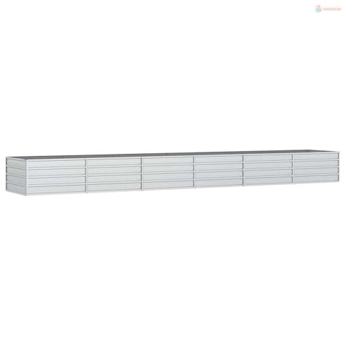 Ezüstszínű horganyzott acél kerti magaságyás 480 x 80 x 45 cm