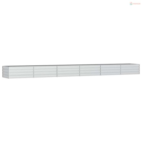 Ezüstszínű horganyzott acél kerti magaságyás 600 x 80 x 45 cm