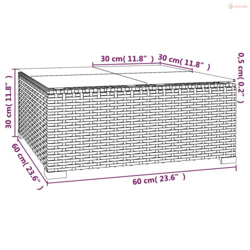 3 részes fekete polyrattan kerti ülőgarnitúra párnákkal