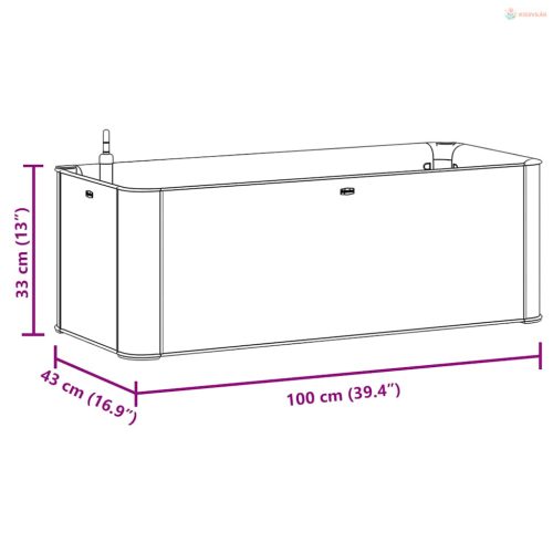 Szürke kerti magaságyás öntözőrendszerrel 100 x 43 x 33 cm