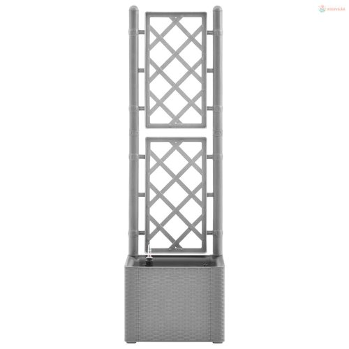 Szürke kerti magaságyás ráccsal és öntözőrendszerrel