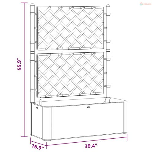 Szürke kerti magaságyás ráccsal és öntözőrendszerrel