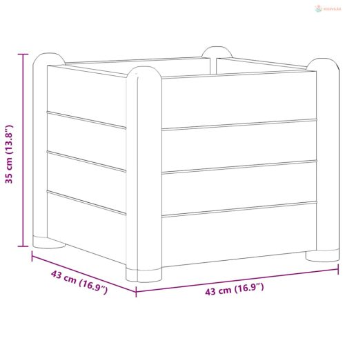 Kőszürke kerti PP magaságyás 43 x 43 x 35 cm
