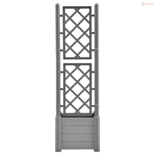 Kőszürke polipropilén rácsos kerti ültetőláda 43 x 43 x 142 cm