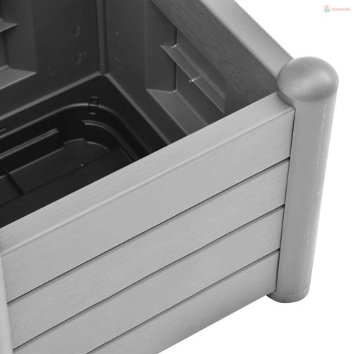 Kőszürke polipropilén rácsos kerti ültetőláda 43 x 43 x 142 cm