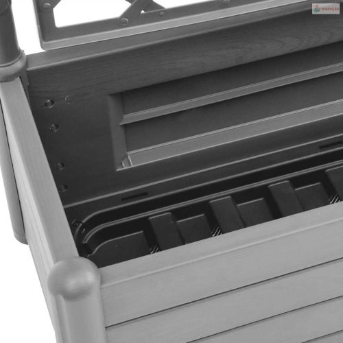 Kőszürke polipropilén rácsos kerti ültetőláda 100 x 43 x 142 cm