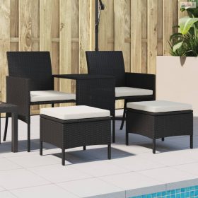   2 személyes fekete polyrattan kerti kanapé asztallal/székkel