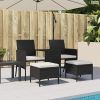 2 személyes fekete polyrattan kerti kanapé asztallal/székkel