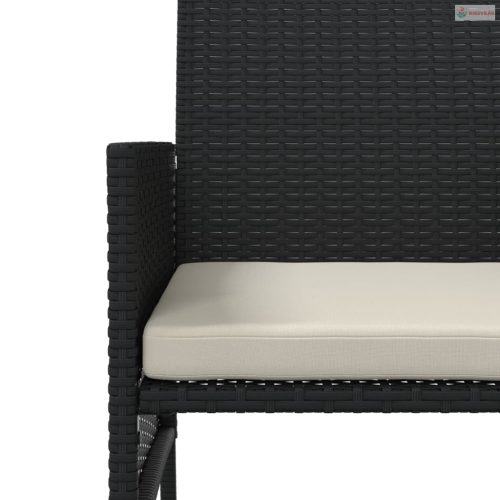 2 személyes fekete polyrattan kerti kanapé asztallal/székkel