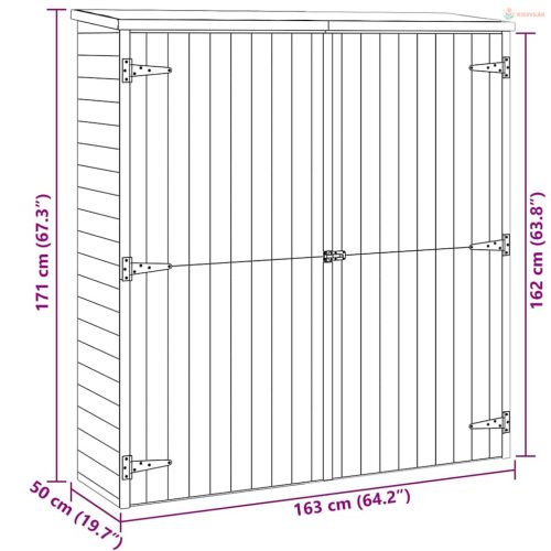 Tömör fenyőfa kerti szerszámtároló 163 x 50 x 171 cm
