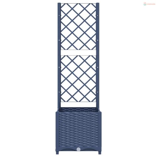 Kék-szürke kerti virágláda ráccsal 40 x 40 x 136 cm PP