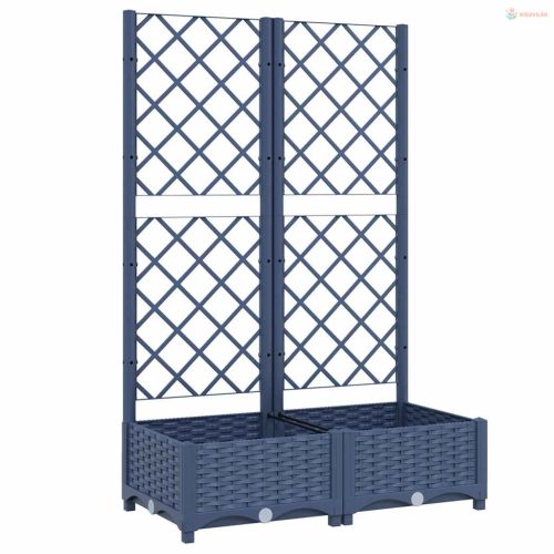 Kék-szürke kerti virágláda ráccsal 80 x 40 x 121,5 cm PP