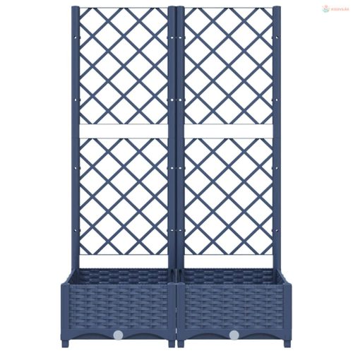 Kék-szürke kerti virágláda ráccsal 80 x 40 x 121,5 cm PP