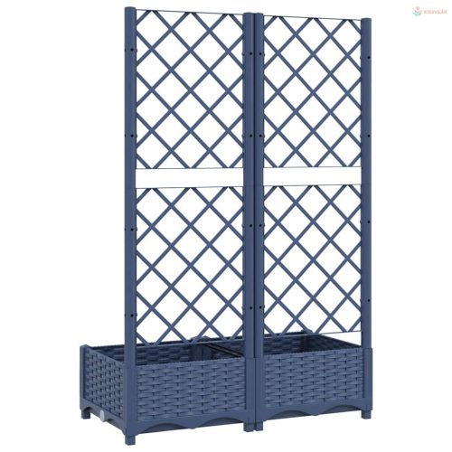 Kék-szürke kerti virágláda ráccsal 80 x 40 x 121,5 cm PP