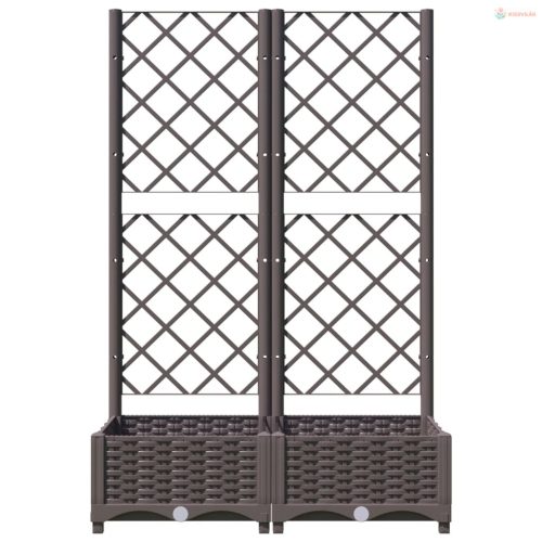 Barna polipropilén rácsos kerti ültetőláda 80 x 40 x 121,5 cm