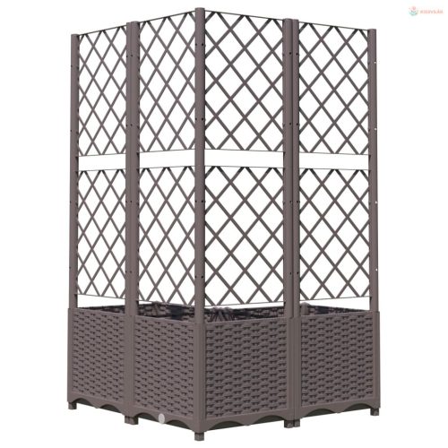Barna polipropilén rácsos kerti ültetőláda 80 x 80 x 136 cm