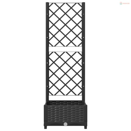 Fekete kerti virágláda ráccsal 40 x 40 x 121,5 cm PP
