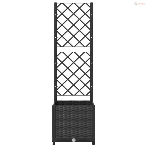 Fekete kerti virágláda ráccsal 40 x 40 x 136 cm PP