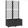 Fekete kerti virágláda ráccsal 80 x 40 x 136 cm PP
