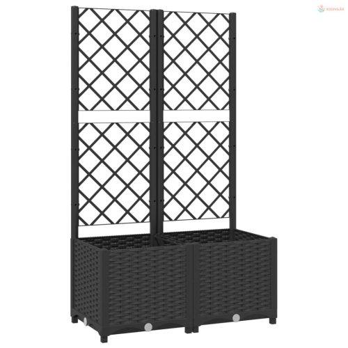 Fekete kerti virágláda ráccsal 80 x 40 x 136 cm PP