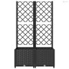 Fekete kerti virágláda ráccsal 80 x 40 x 136 cm PP