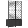 Fekete kerti virágláda ráccsal 80 x 40 x 136 cm PP