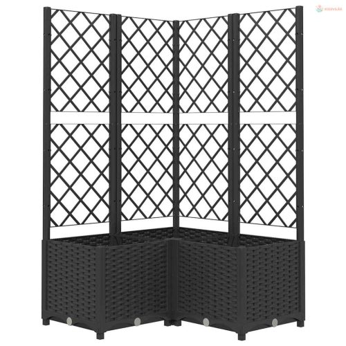 Fekete polipropilén rácsos kerti ültetőláda 80 x 80 x 136 cm