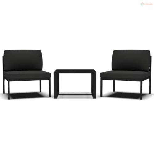 3 részes antracitszürke alumínium kerti kanapészett párnákkal