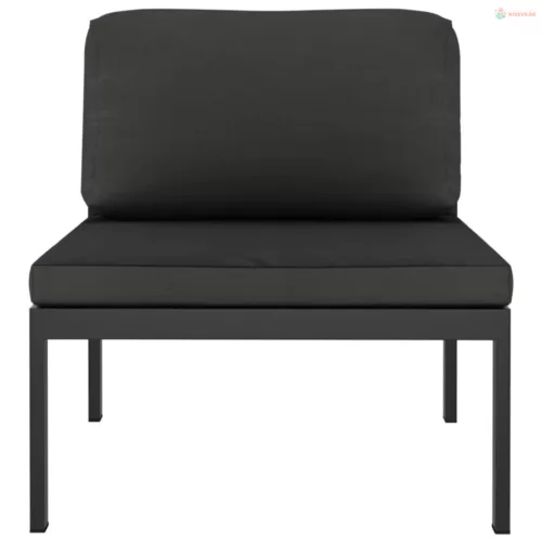 3 részes antracitszürke alumínium kerti kanapészett párnákkal